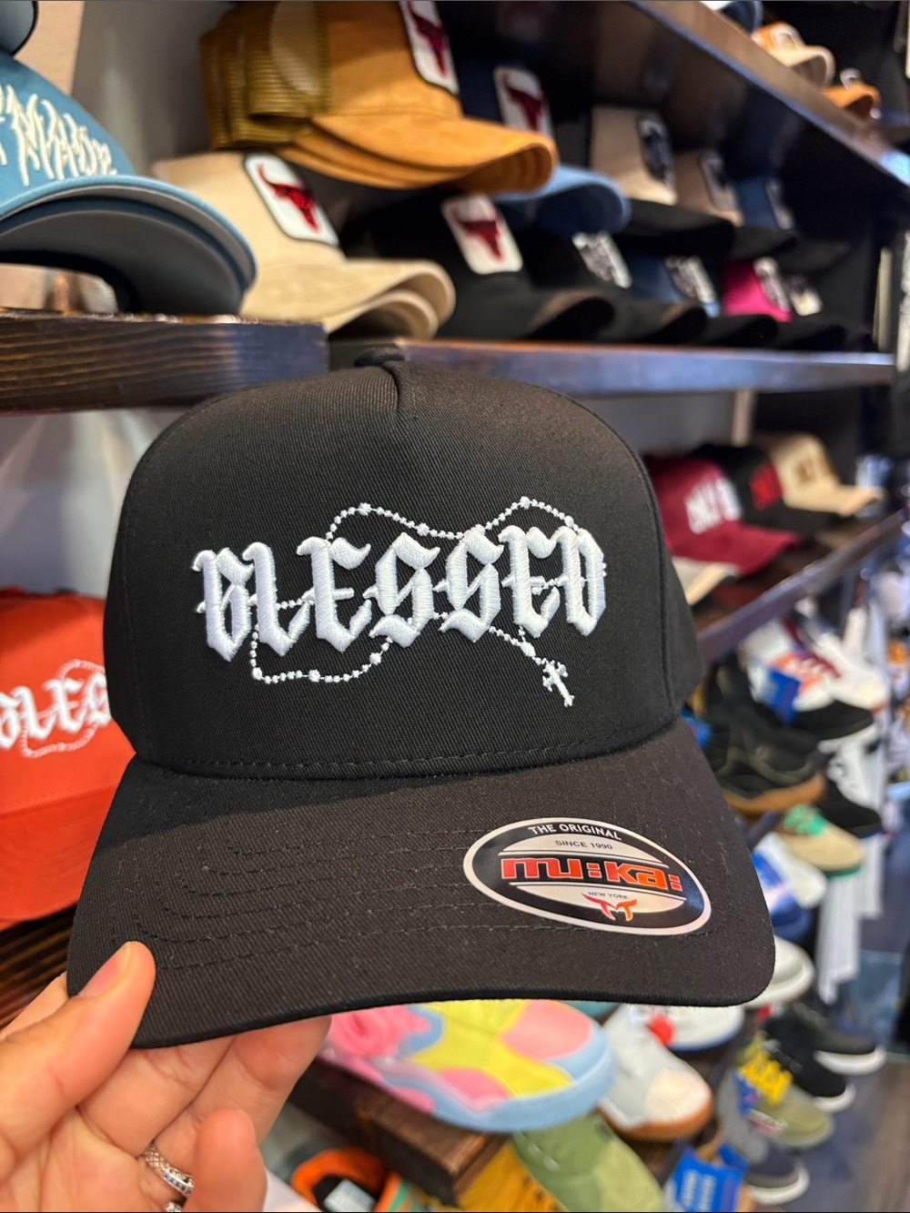 Black "Blessed" Embroidered Trucker Cap
